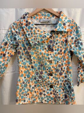 Farinaz Taghari  retro inspired Polka Dot Button-Front Jacket Size 2